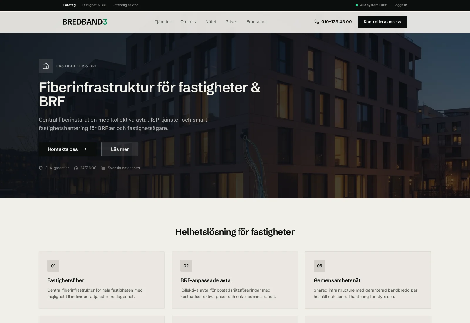 Bredband3 branschsida för fastighet och BRF