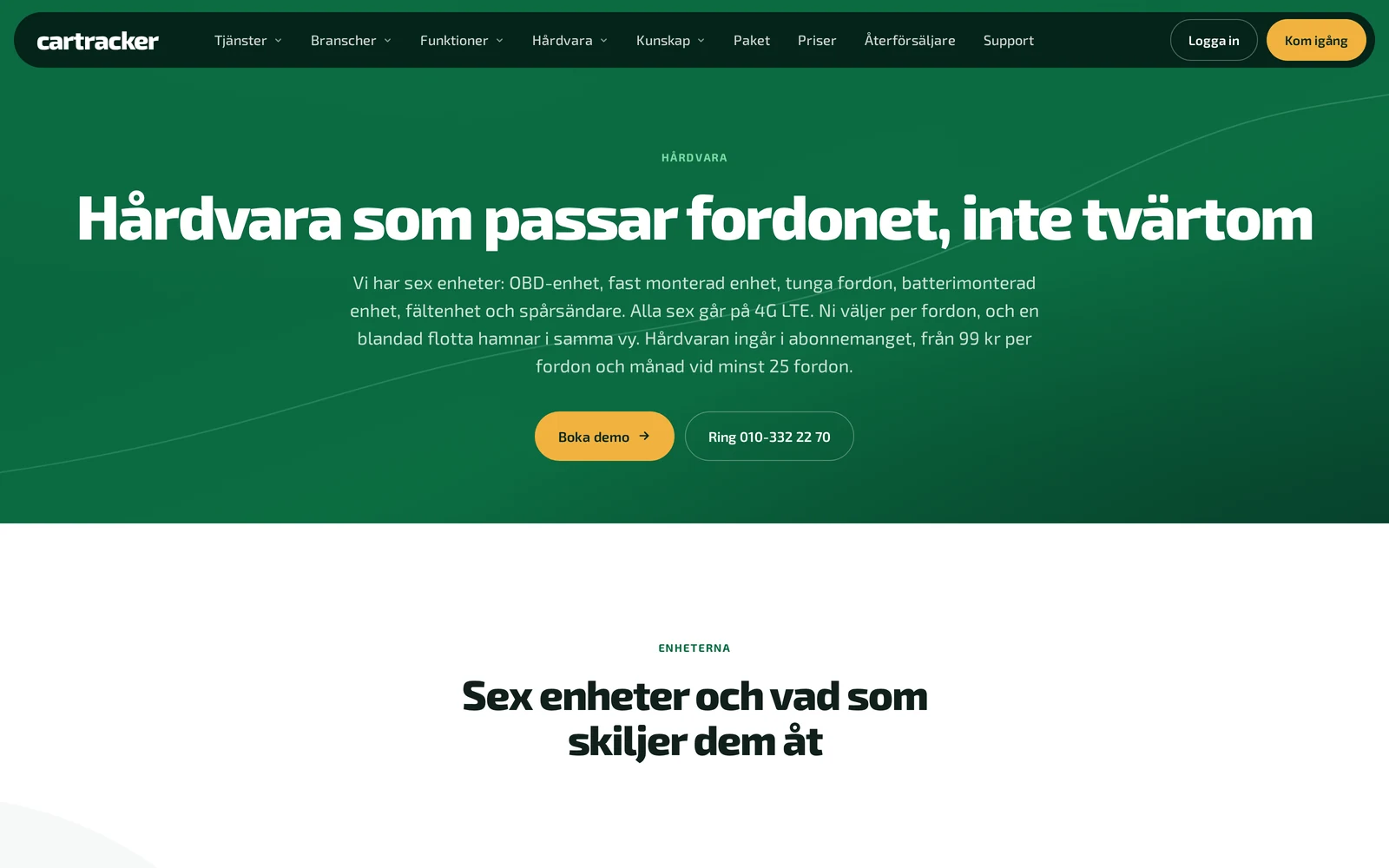 Närbild på Cartrackers hårdvarusida