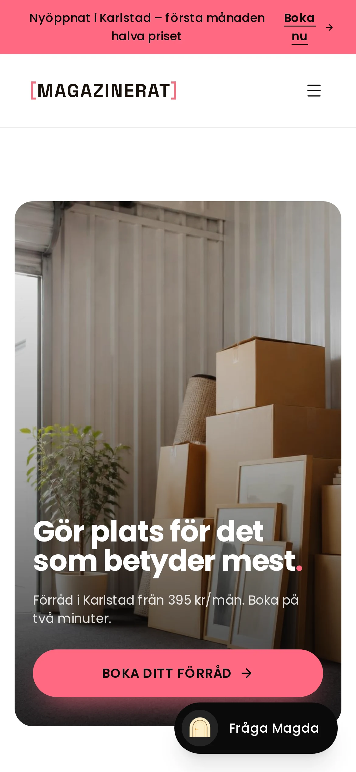 Magazinerats startsida i mobilvy