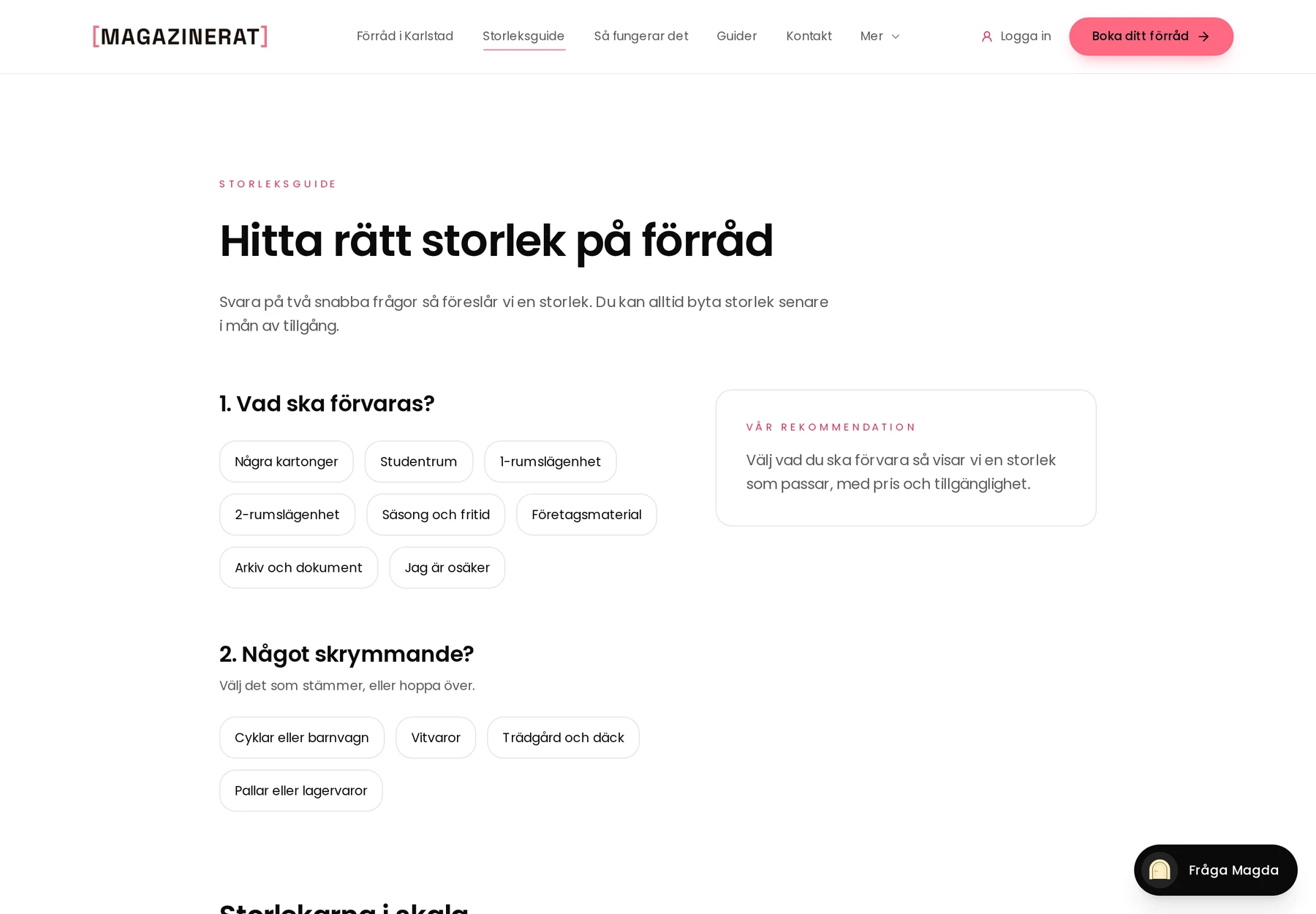 Magazinerats storleksguide