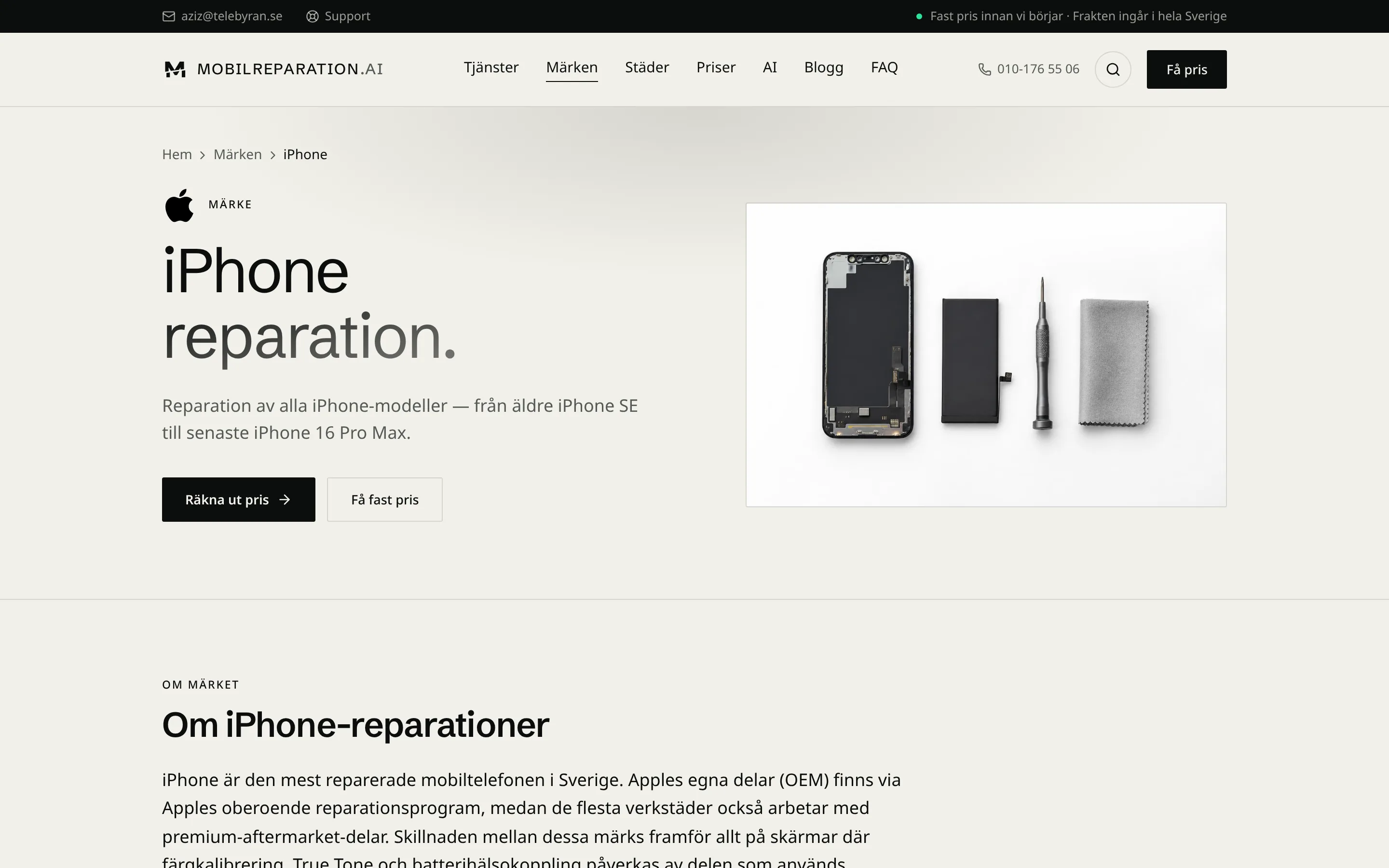 Mobilreparation.ai märkessida för iPhone