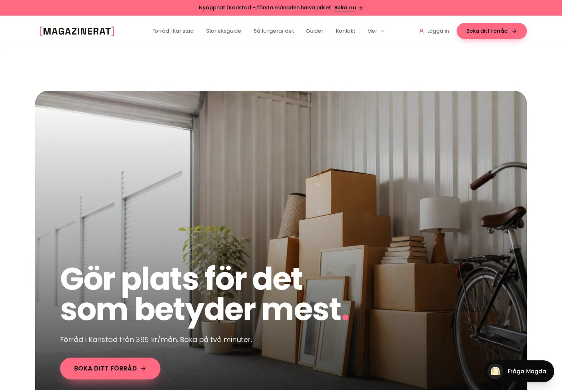 Magazinerats startsida med rubriken Gör plats för det som betyder mest