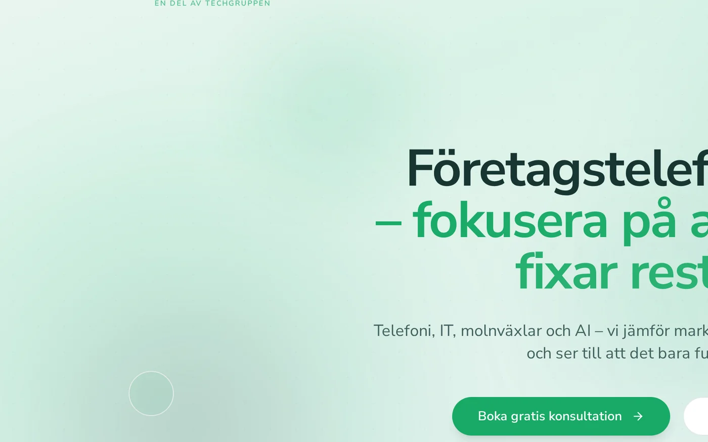 Närbild på Telebyråns hero-typografi